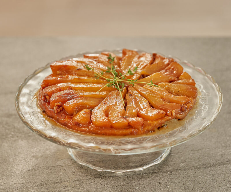 Tarte tatin met peer en blauwe kaas