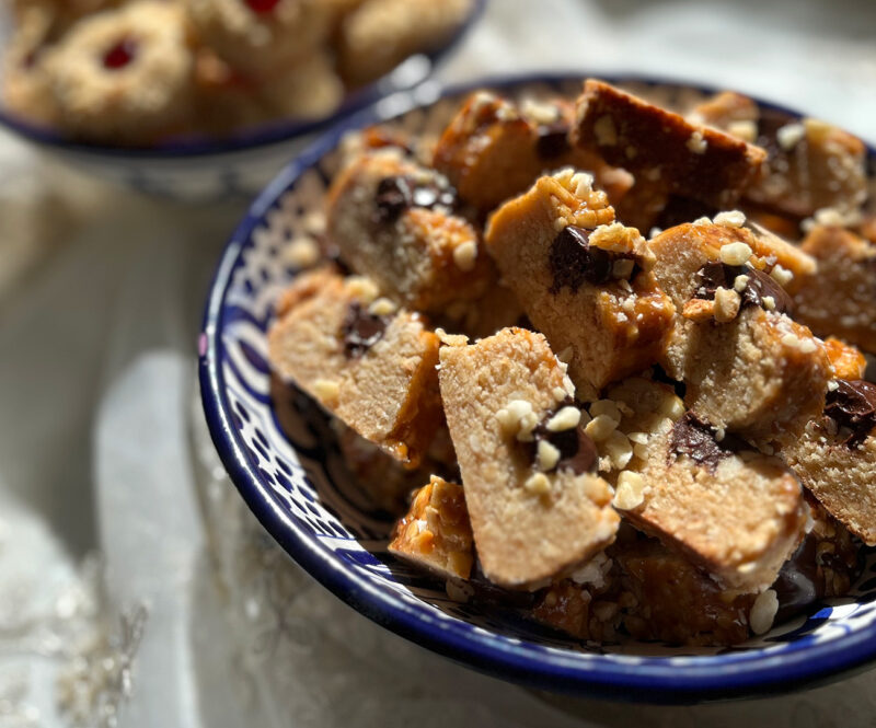 Notenkoekjes met ganache en karamel